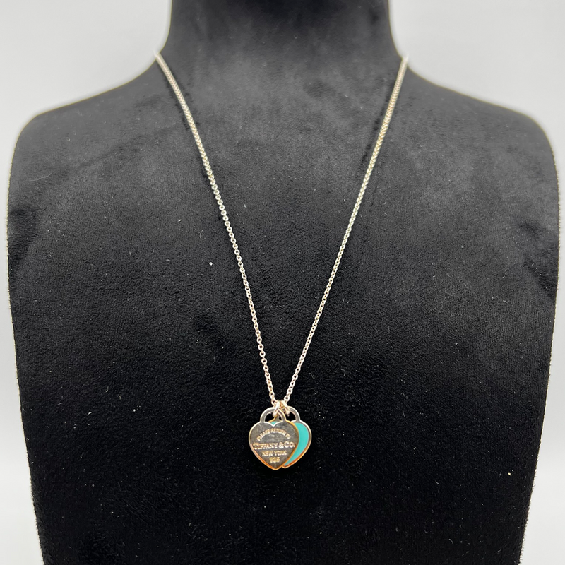Tiffany & Co. 'Return to Tiffany' Blue Double Heart Tag Necklace