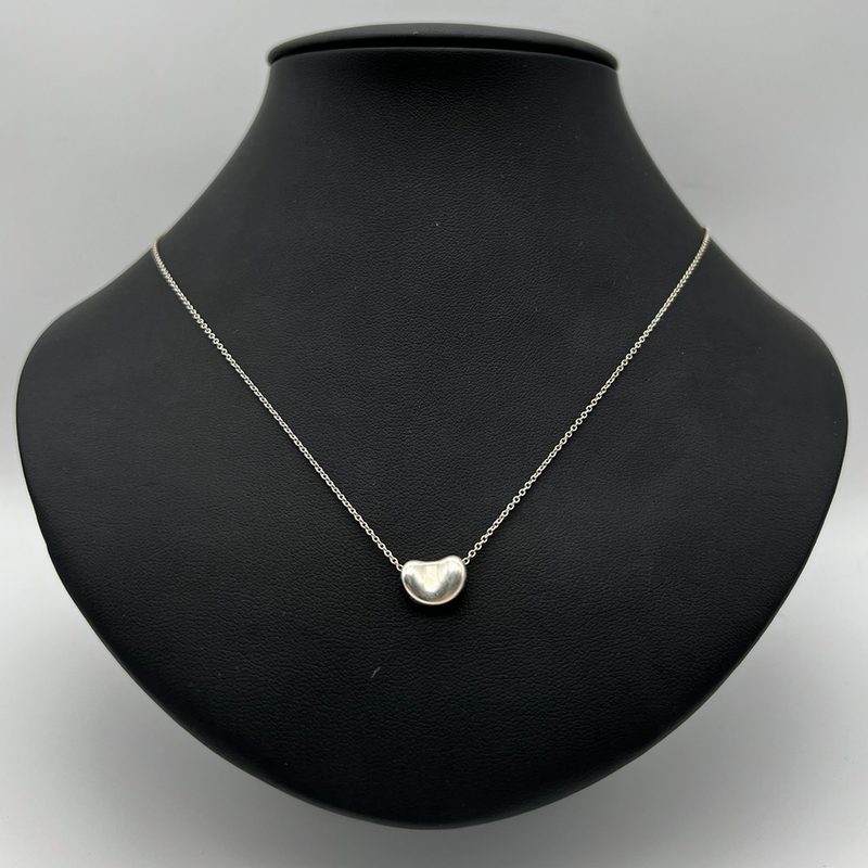 Tiffany & Co. Elsa Peretti Bean Pendant Sterling Silver 925 Chain Necklace