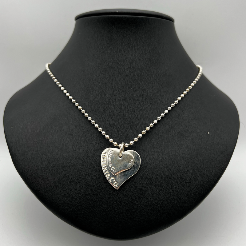 Tiffany & Co. Return to Tiffany Mini Double Heart Tag Pendant / Bracelet 16 Inch
