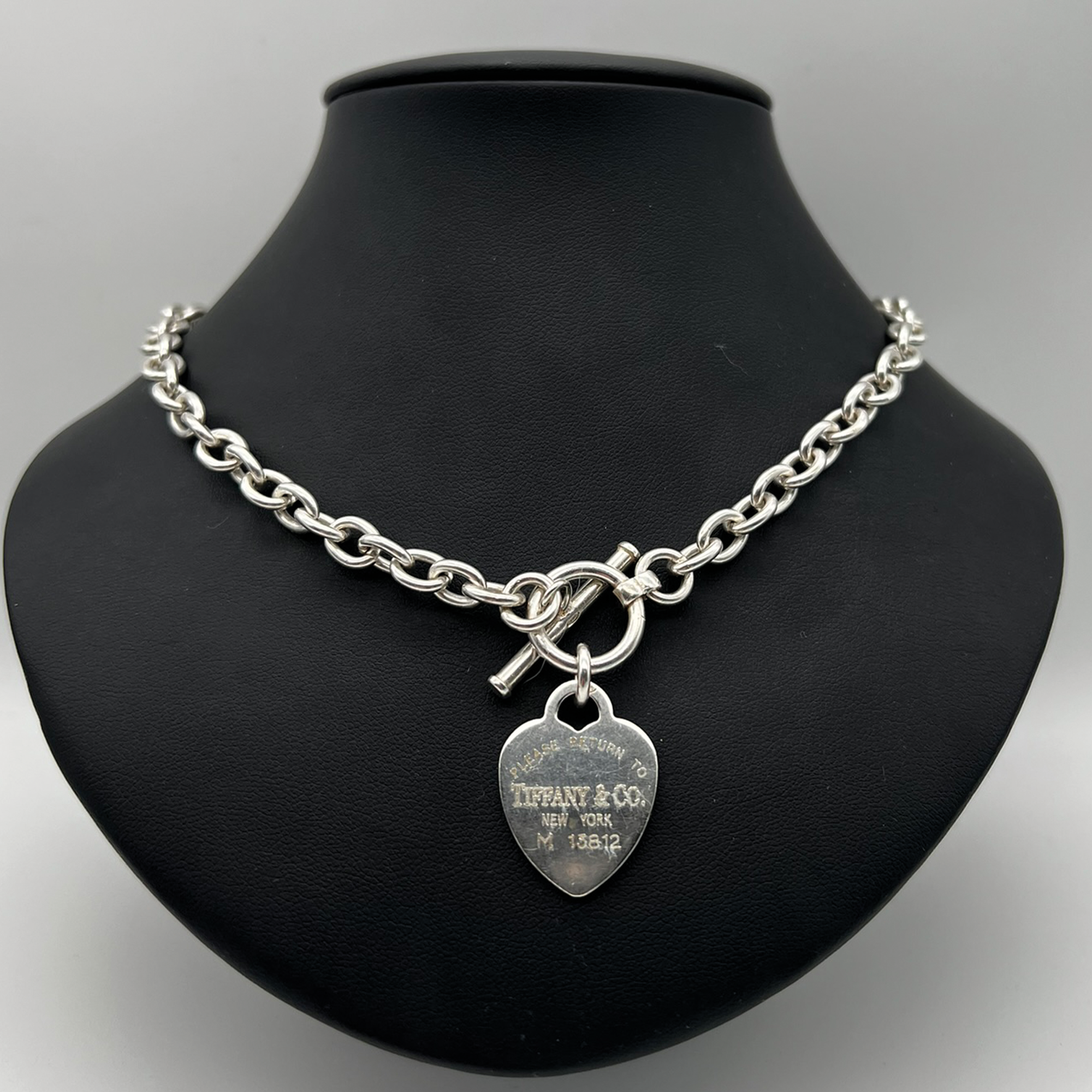 Tiffany & Co 925 Silver T Bar Chain Heart Pendent Necklace – Elite 