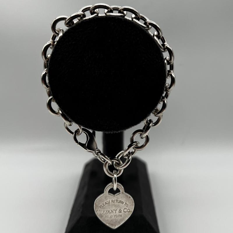 Tiffany & Co Sterling Silver Heart Tag Charm Bracelet