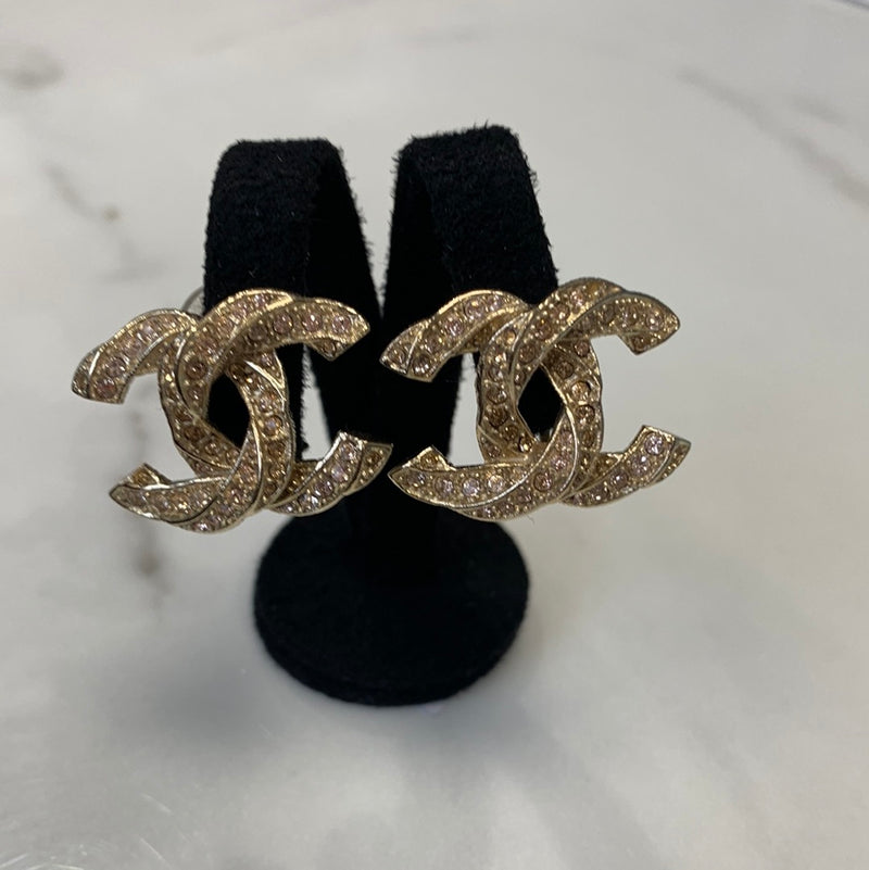 Chanel CC Diamante Clip-on Earrings