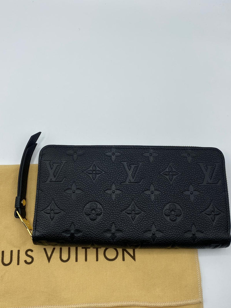 LOUIS VUITTON Monogram Empreinte Leather Zippy Wallet Black