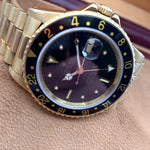 Rolex 18ct Gold GMT Black Dial Black Bezel 1983 BP