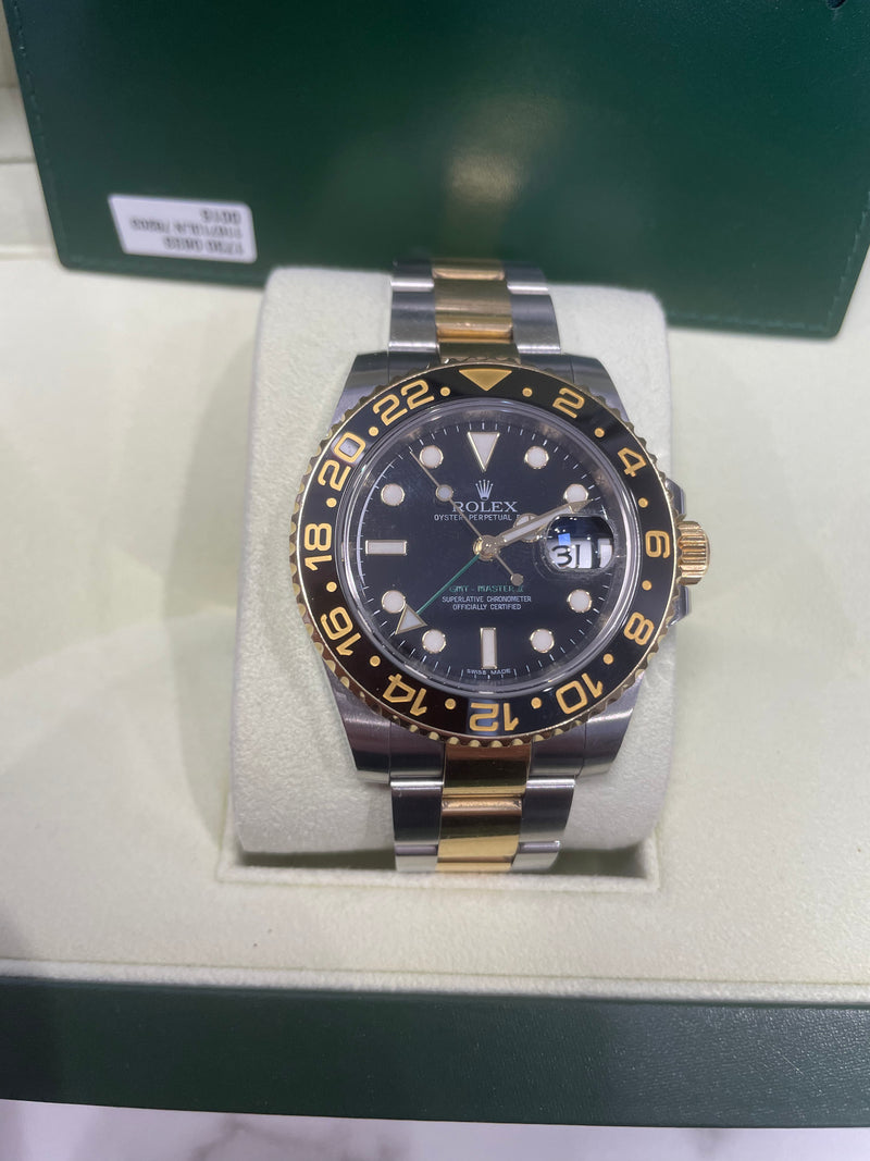Rolex GMT II Steel Gold with Green Hand Full Set Elite HNW