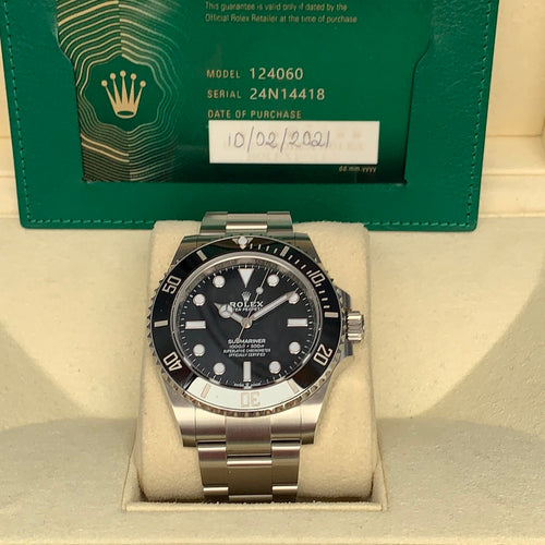 Rolex SS Non Date Submariner Ceramic Bezel 124060 FEB 2021 BP 41mm