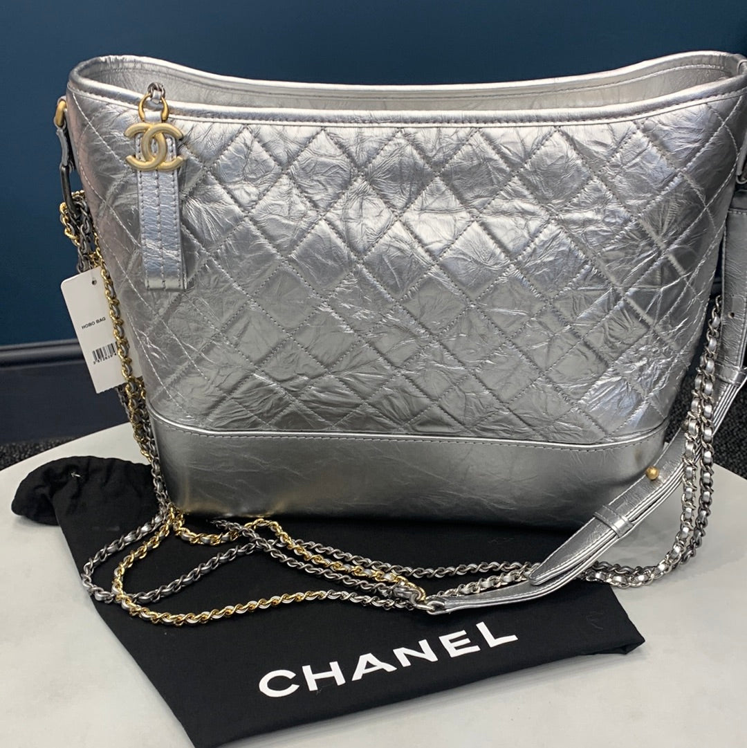 Chanel Gabrielle Silver Metallic Leather Hobo Bag -Large – Elite HNW - High  End Watches, Jewellery & Art Boutique