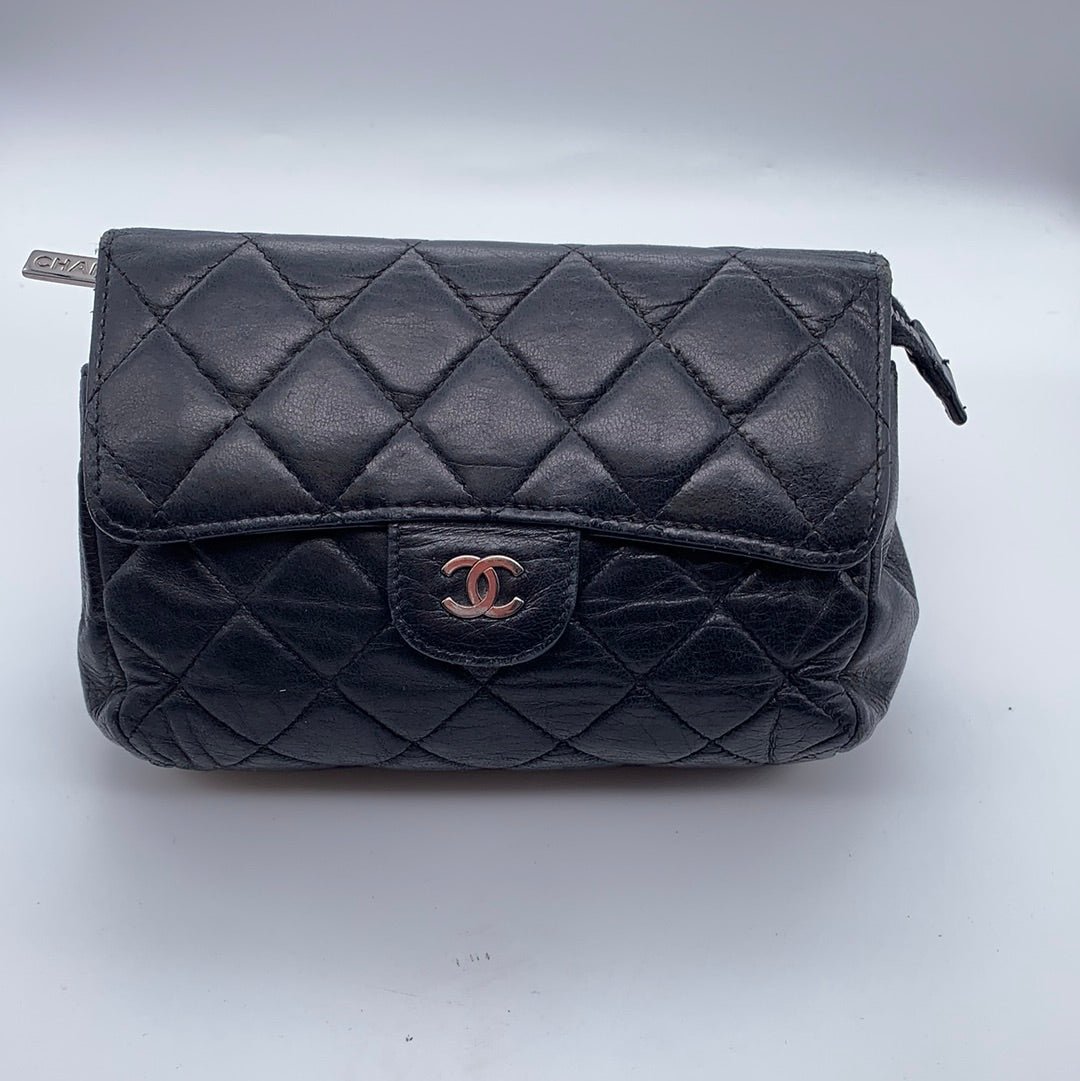 Chanel woman clutch quilted leather female handbag purse black  Women bags  fashion Leather saddle bags Chanel bag