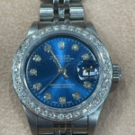 Rolex Datejust SS Ladies with Blue Diamond Dial & Diamond Bezel
