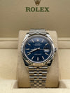 Rolex Datejust 41mm Blue Face White Hour Markers On Jubilee Bracelet Full Set