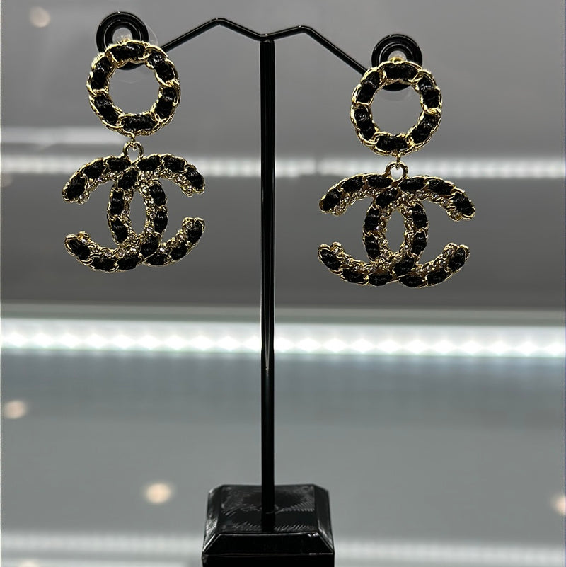 Chanel Classic CC Leather Drop Earrings