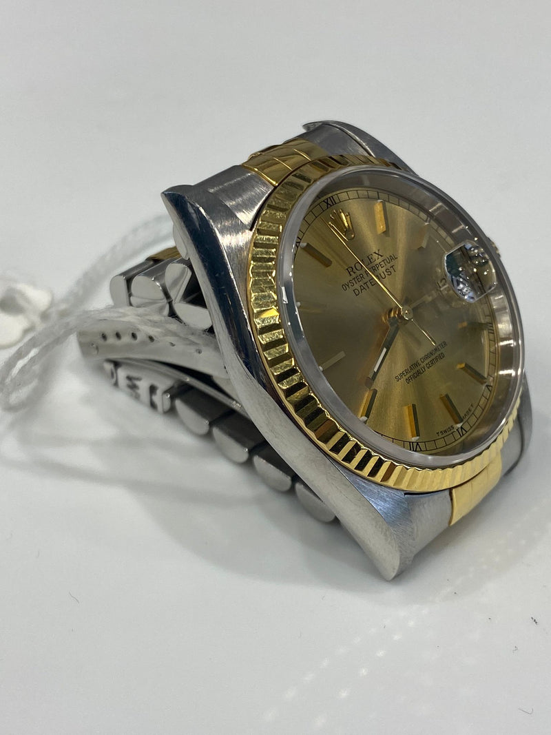 Rolex Datejust Steel and Gold Champagne Dial 1996 Model No.16233