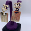 Chanel CC Gold Plated Drop Earrings With Dog Tag