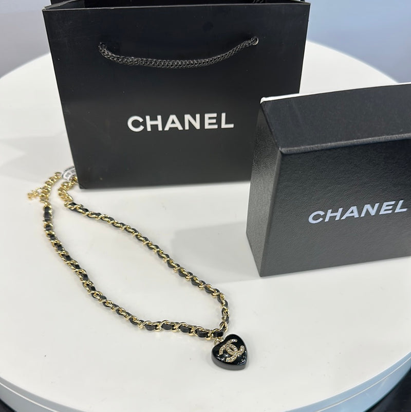 CHANEL, Jewelry, Chanel Leather Wgold Tone Cc Heart Chocker Necklace Can  Be Worn Different Ways