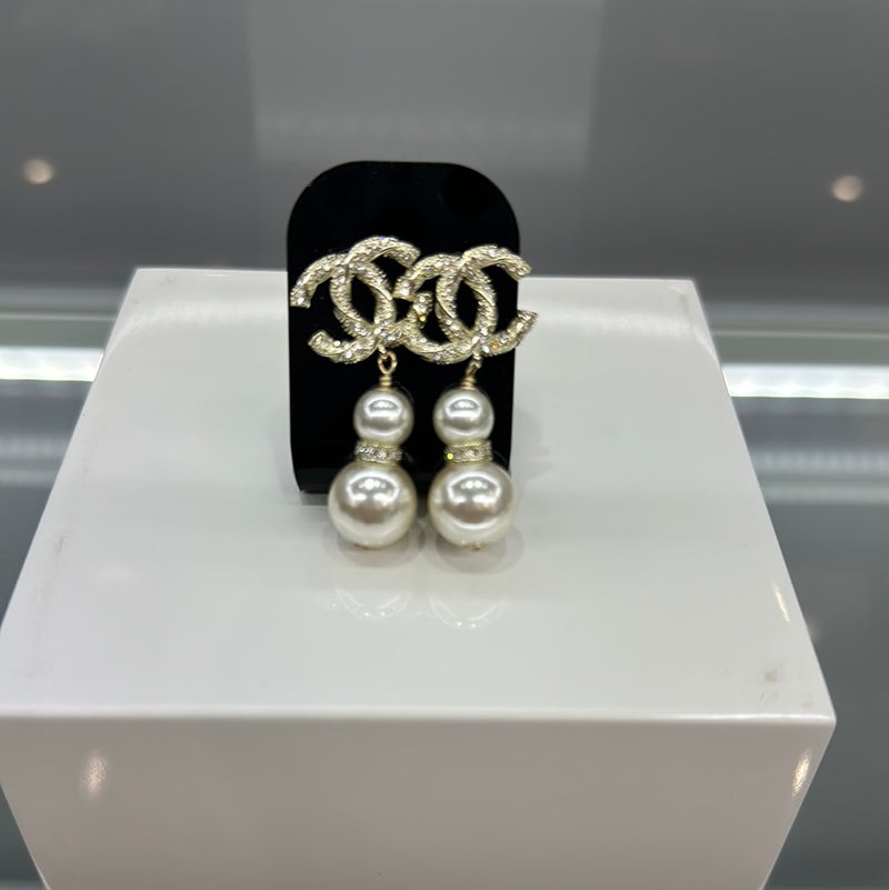 Chanel  Gold & Pearl Drop Earrings