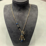 Chanel Blue Beaded Necklace CC Logo
