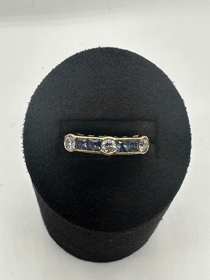 18ct Yellow Gold Half Eternity Sapphire And Diamond Ring