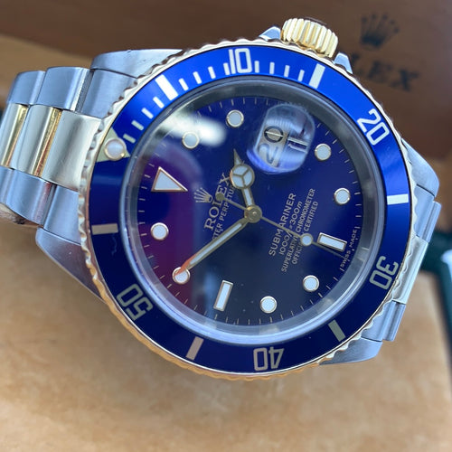 Rolex Steel And Gold Submariner Full Set 2003 Model No. 16613 Box And Papers