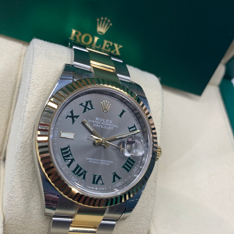Rolex Steel & Gold Datejust Wimbledon 41mm 2022 Box and Papers
