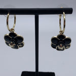 Chanel Black Enamel Flower Earrings