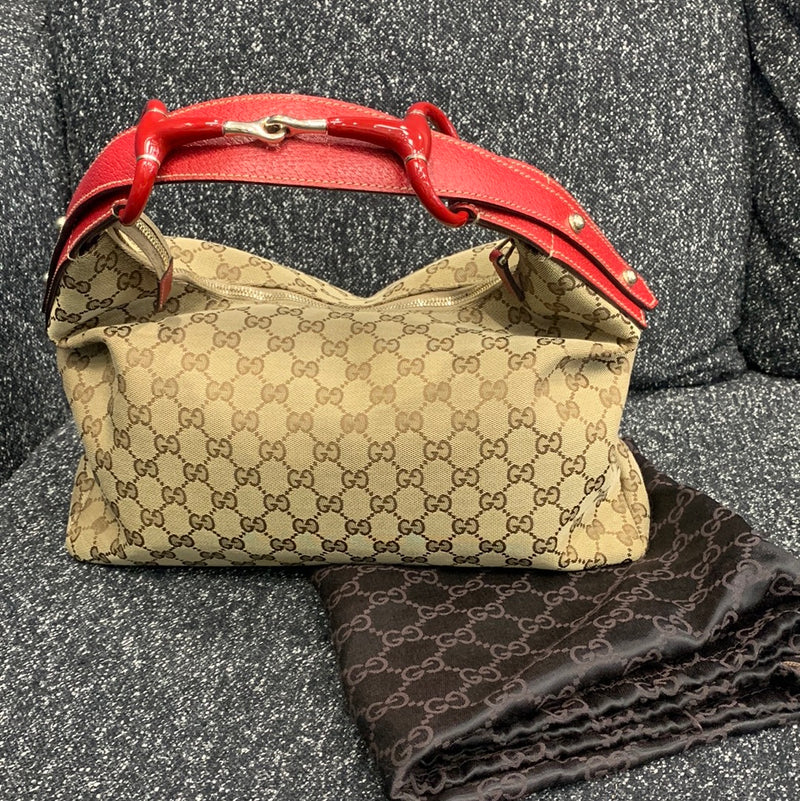 Gucci Hobo Style Handbag with Red Snaffle Handle
