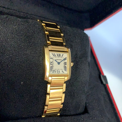 Cartier Tank Francaise 18ct Gold White Dial