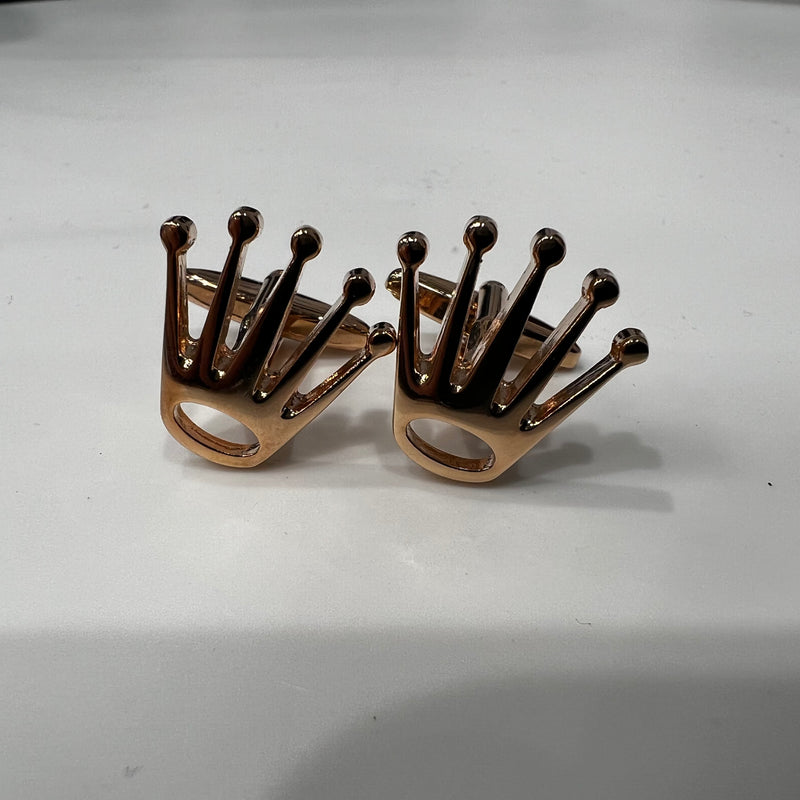 Rose Gold Plate Rolex Crown Cufflinks