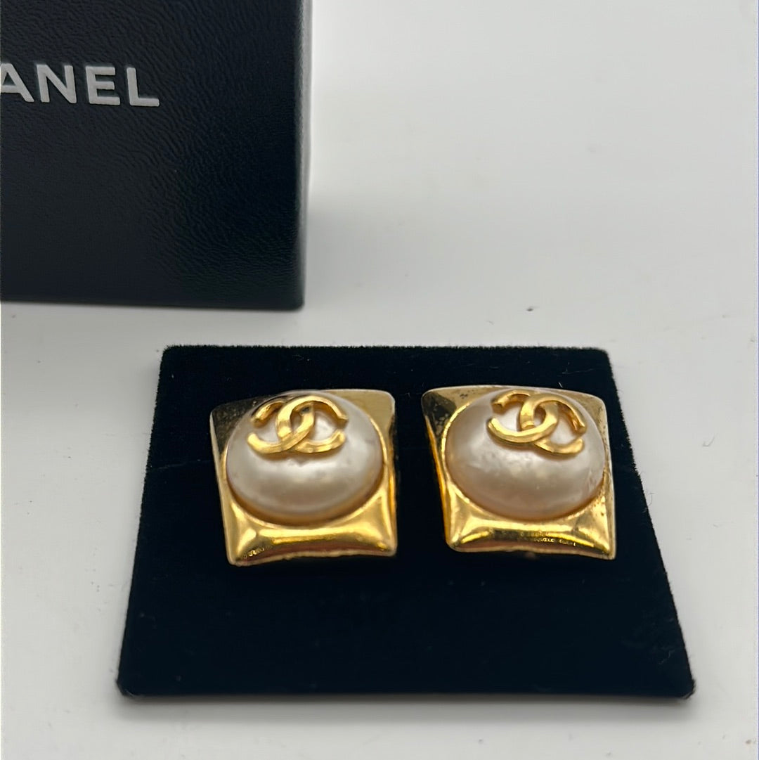 Vintage Chanel Silver Logo Earrings  Vintage  Jennifer Gibson Jewellery