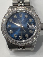 Rolex Datejust SS Ladies with Blue Diamond Dial & Diamond Bezel